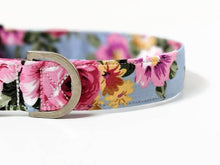 Load image into Gallery viewer, 'Catherine' - Blue/Pink Floral Dog Collar/Lead