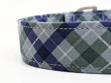 Load image into Gallery viewer, 'Iona' - Blue Tartan Dog Collar/Lead