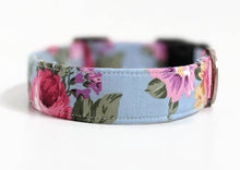 Load image into Gallery viewer, 'Catherine' - Blue/Pink Floral Dog Collar/Lead