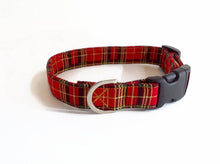 Load image into Gallery viewer, Red Tartan Christmas Dog Collar/Lead