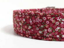 Load image into Gallery viewer, Tiny Floral Dog Collar | Spring Dog Collar | Girl Dog Collar | Dog Collar | Floral Red Dog Collar | Small Dog Collar | Dog Lead and collar