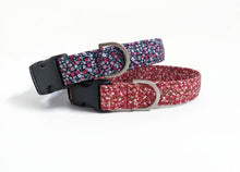 Load image into Gallery viewer, Tiny Floral Dog Collar | Spring Dog Collar | Girl Dog Collar | Dog Collar | Floral Red Dog Collar | Small Dog Collar | Dog Lead and collar